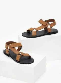 Σανδάλια δερμάτινα με Velcro Estil - Κάμελ -The Fashion Project Κατάστημα sandalia nubuck estil me velcro 103129 mmlu