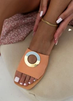 Σανδάλια Nubuck με διακοσμητικό Iris - Πορτοκαλί