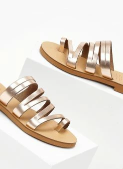 Σανδάλια δερμάτινα με λεπτά λουράκια Tfp - Χαλκός -The Fashion Project Κατάστημα sandalia tfp dermatina me lepta lourakia 103743 gzlw