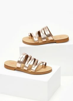 Σανδάλια δερμάτινα με λεπτά λουράκια Tfp - Χαλκός -The Fashion Project Κατάστημα sandalia tfp dermatina me lepta lourakia 103743 rb1i
