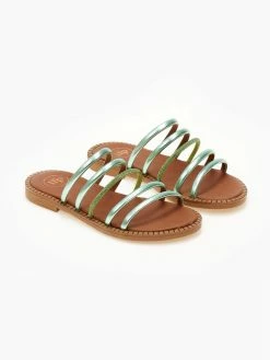 Σανδάλια δερμάτινα με στρας και λουράκια Tfp - Πράσινο 6 Σανδάλια δερμάτινα με στρας και λουράκια Tfp - Πράσινο -The Fashion Project Κατάστημα sandalia tfp me lourakia kai strass 105338 x1vy