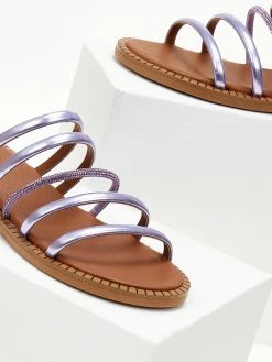 Σανδάλια δερμάτινα με στρας και λουράκια Tfp - Λιλά -The Fashion Project Κατάστημα sandalia tfp me lourakia kai strass 105430 akdn