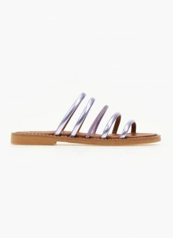 Σανδάλια δερμάτινα με στρας και λουράκια Tfp - Λιλά -The Fashion Project Κατάστημα sandalia tfp me lourakia kai strass 105430 w31g