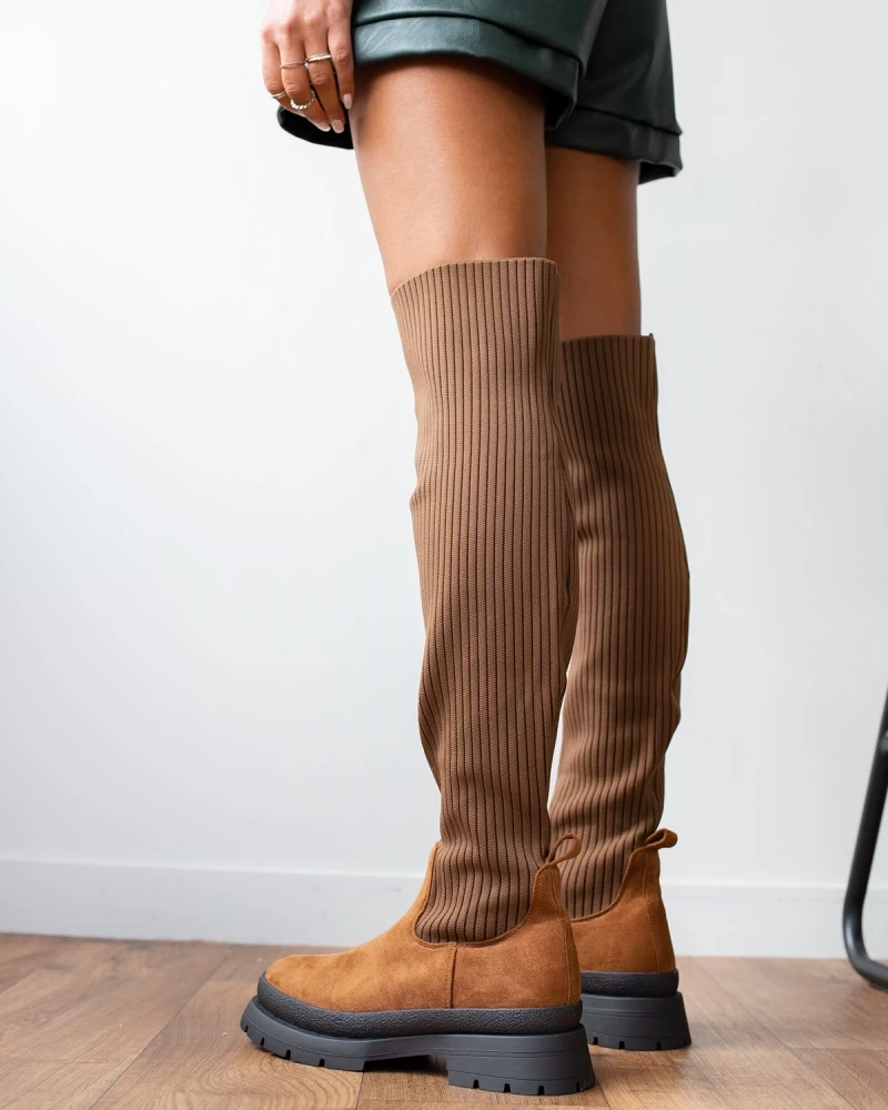 Μπότες κάλτσα πάνω από το γόνατο - Ταμπά The Fashion Project Μπότες κάλτσα πάνω από το γόνατο - Ταμπά -The Fashion Project Κατάστημα suede mpotes kaltsa panw apo to gonato 96979 5tow