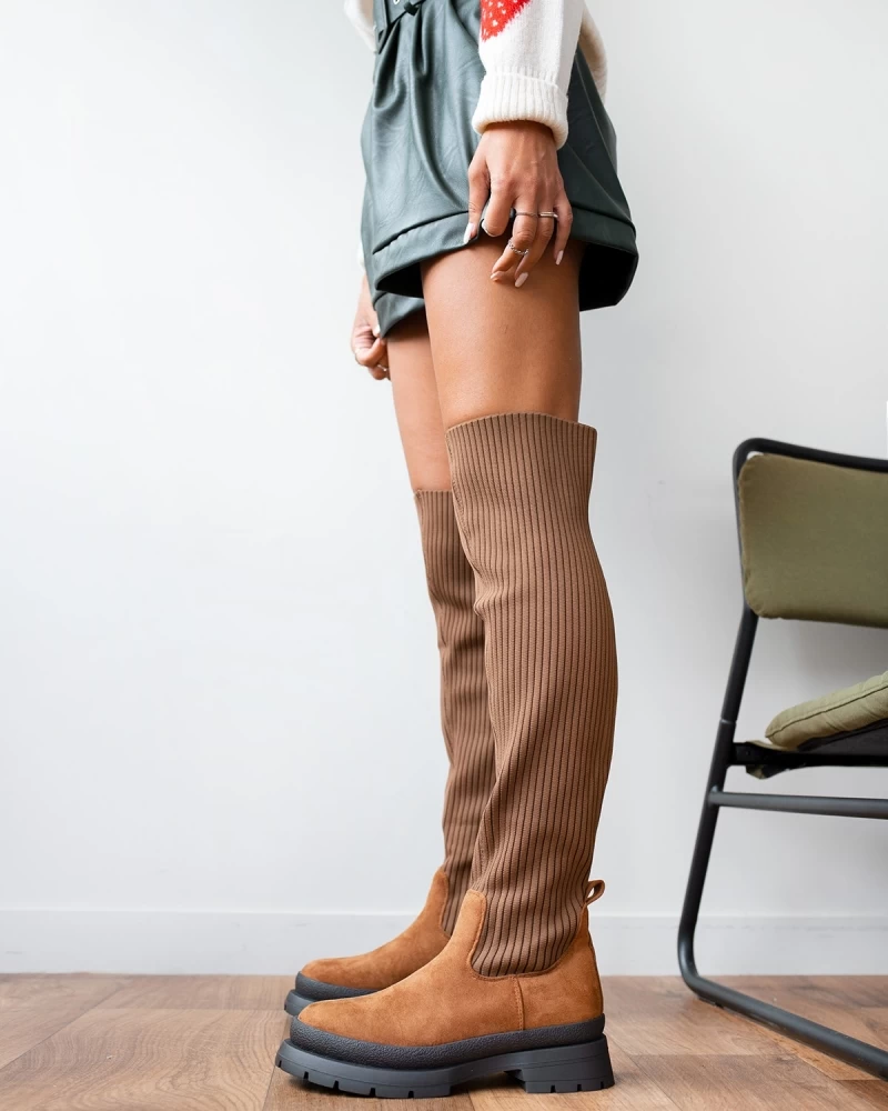 Μπότες κάλτσα πάνω από το γόνατο - Ταμπά The Fashion Project Μπότες κάλτσα πάνω από το γόνατο - Ταμπά -The Fashion Project Κατάστημα suede mpotes kaltsa panw apo to gonato 96979 873k