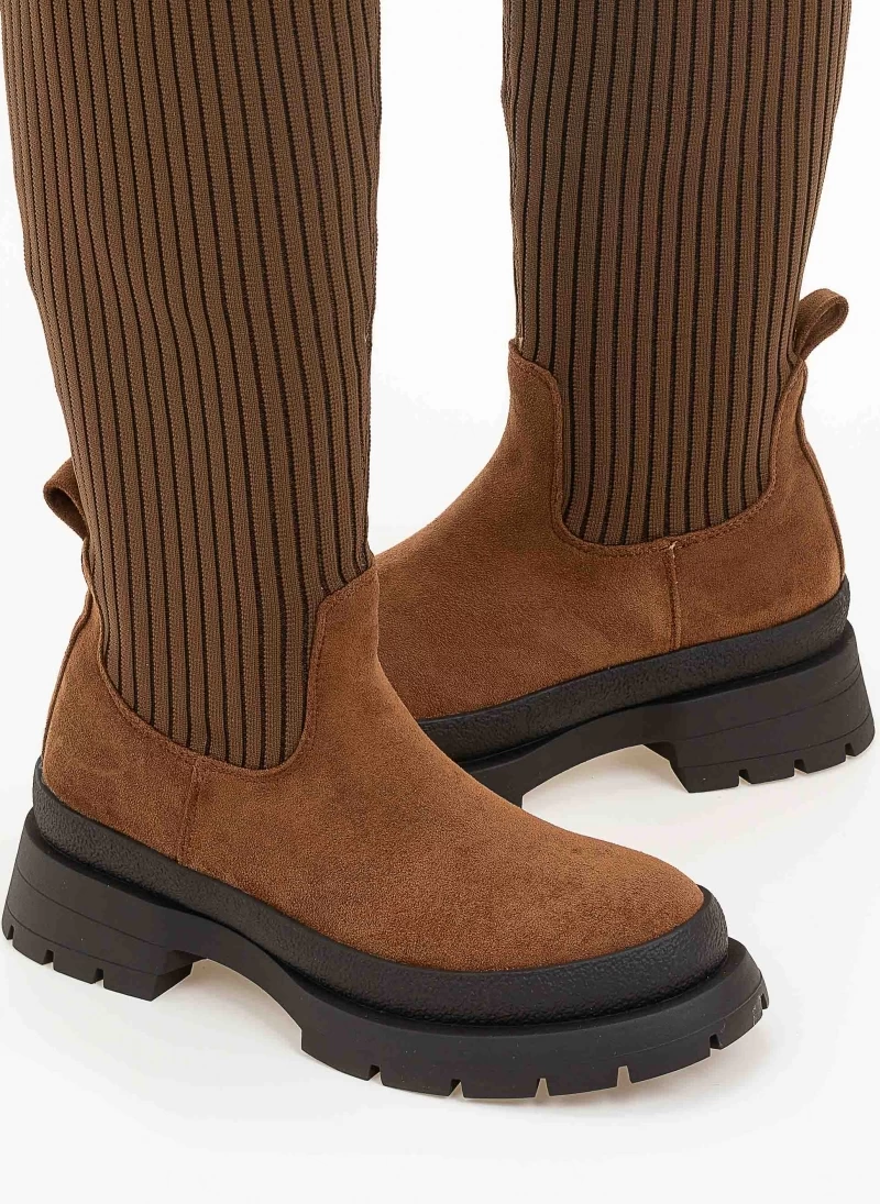 Μπότες κάλτσα πάνω από το γόνατο - Ταμπά The Fashion Project Μπότες κάλτσα πάνω από το γόνατο - Ταμπά -The Fashion Project Κατάστημα suede mpotes kaltsa panw apo to gonato 96979