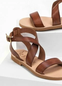Σανδάλια δερμάτινα με Crossover μπαρέτα Iris - Καφέ 4 Σανδάλια δερμάτινα με Crossover μπαρέτα Iris - Καφέ -The Fashion Project Κατάστημα xeiropoiita dermatina isia pedila 90691 2eou